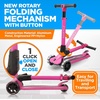 image:imageHurtle 3 Wheeled Scooter for Kids  Foldable Stand Child Toddlers Toy Kick Scooters w Builtin LED Wheel Lights AntiSlip Wide Deck Adjustable Height Great for Outdoor FunPink