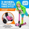 image:imageHurtle 3 Wheeled Scooter for Kids  Foldable Stand Child Toddlers Toy Kick Scooters w Builtin LED Wheel Lights AntiSlip Wide Deck Adjustable Height Great for Outdoor FunPink