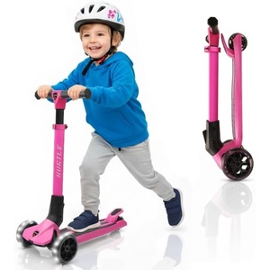 image:imageHurtle 3 Wheeled Scooter for Kids  Foldable Stand Child Toddlers Toy Kick Scooters w Builtin LED Wheel Lights AntiSlip Wide Deck Adjustable Height Great for Outdoor FunPink